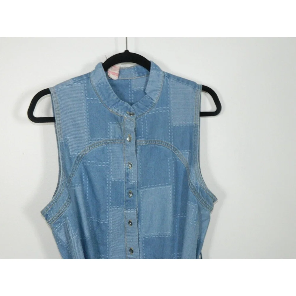 Ciebon Dress Large‎ Blue Elly Patchwork Denim Mini Shirtdress Belted - Picture 7 of 13